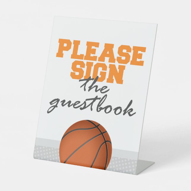 Basketball Guestbook Birthday or Shower Pedestal Sign (Front)