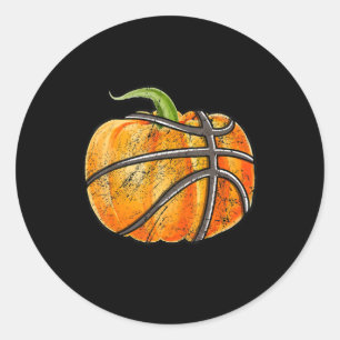 Basketball Halloween Boys Men Kids Funny Pumpkin Classic Round Sticker