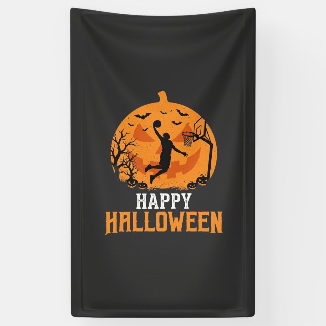 Basketball Halloween Dunk Pumpkin Design_1 Banner (Vertical)