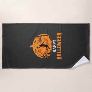 Basketball Halloween Dunk Pumpkin Design_1 Beach Towel