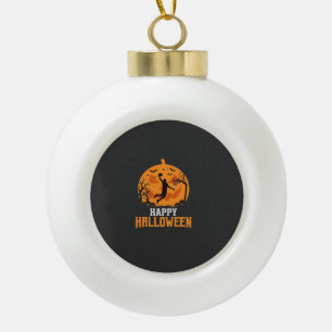 Basketball Halloween Dunk Pumpkin Design_1 Ceramic Ball Christmas Ornament