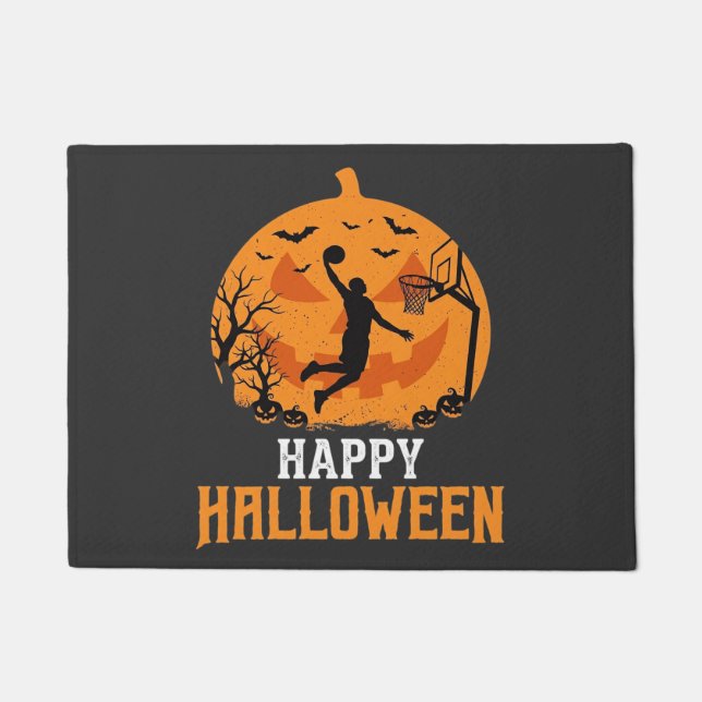 Basketball Halloween Dunk Pumpkin Design_1 Doormat (Front)