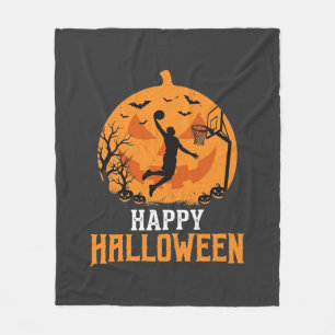 Basketball Halloween Dunk Pumpkin Design_1 Fleece Blanket