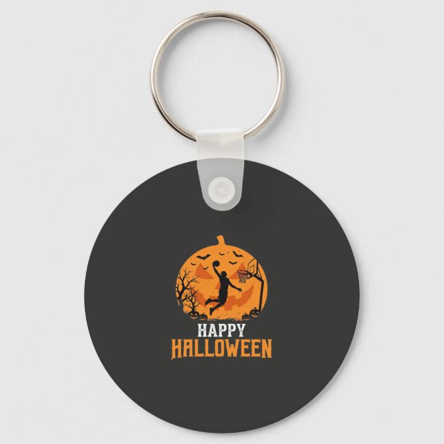 Basketball Halloween Dunk Pumpkin Design_1 Key Ring (Front)
