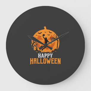 Basketball Halloween Dunk Pumpkin Design_1 Large Clock