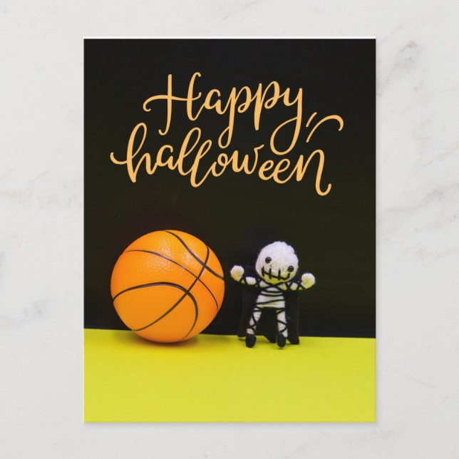 Basketball  Halloween pumpkin Ghost Spooky Scary   Postcard (Front)