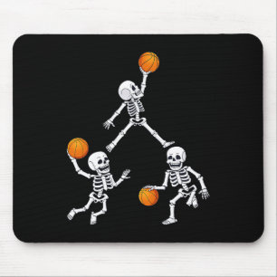 Basketball Halloween Skeleton Dunking Dribble Boys Mouse Mat