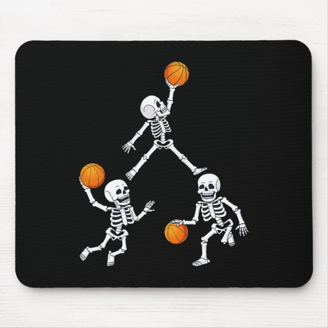 Basketball Halloween Skeleton Dunking Dribble Boys Mouse Mat (Front)