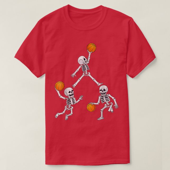 Basketball Halloween Skeleton Dunking Dribble Boys T-Shirt (Design Front)