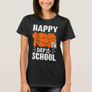 Basketball Happy 100th Day Of School  Kids Teacher T-Shirt