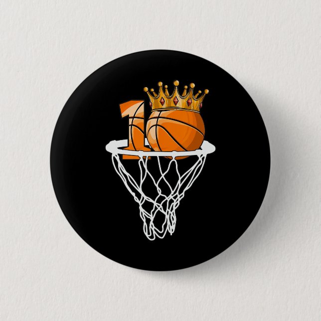 Basketball Happy 10th Birthday Boy Bball 10 Years  6 Cm Round Badge (Front)