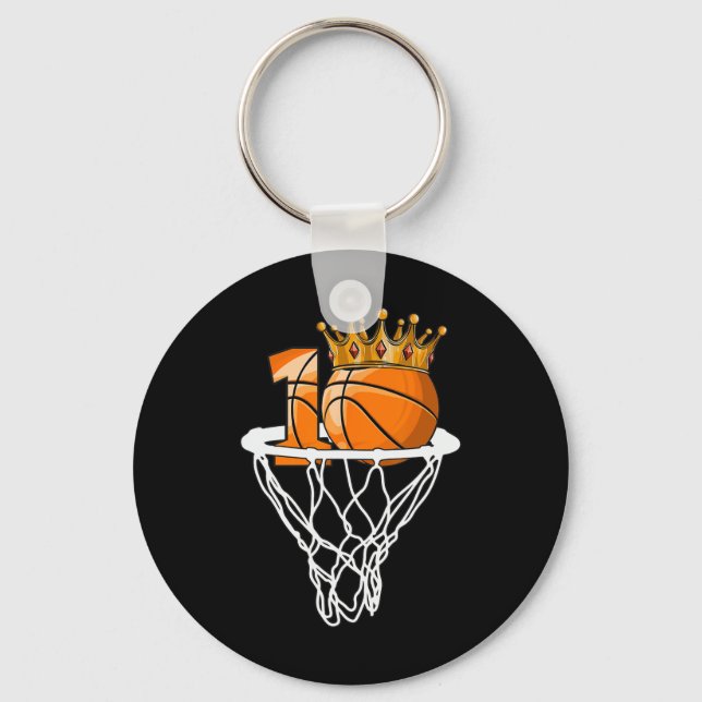 Basketball Happy 10th Birthday Boy Bball 10 Years  Key Ring (Front)
