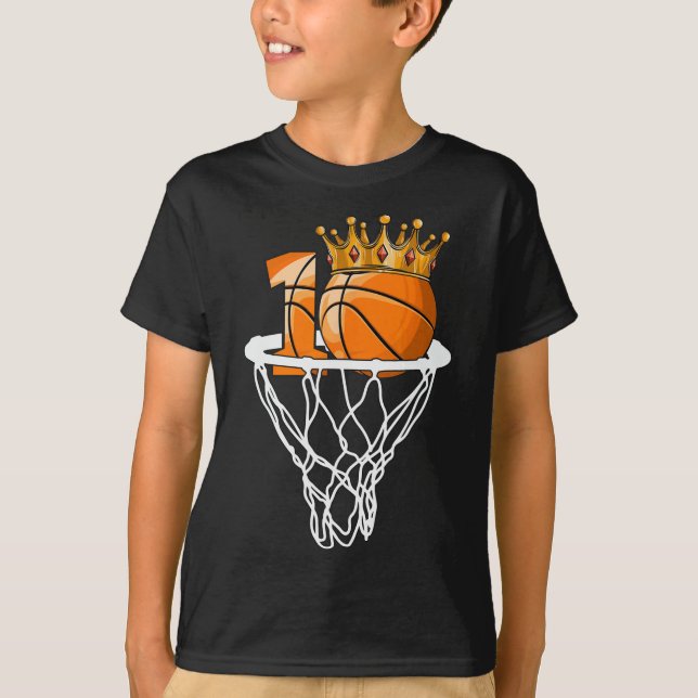 Basketball Happy 10th Birthday Boy Bball 10 Years  T-Shirt (Front)