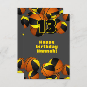 basketball happy birthday black gold team colours card