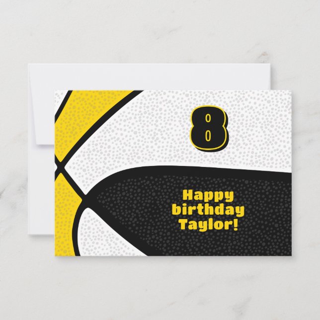 basketball happy birthday black gold team colours card (Front)