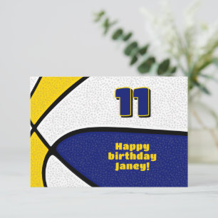 basketball happy birthday blue gold team colours card