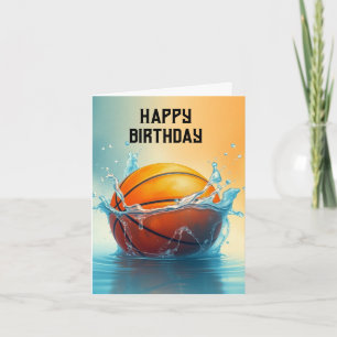 Basketball Happy Birthday Hitting Water Card