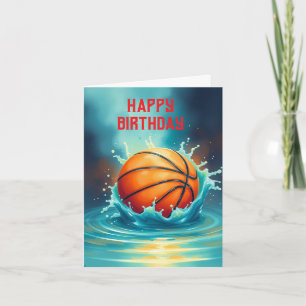 Basketball Happy Birthday Hitting Water Card