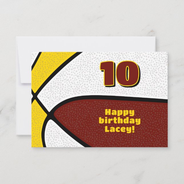 basketball happy birthday maroon gold team colours card (Front)