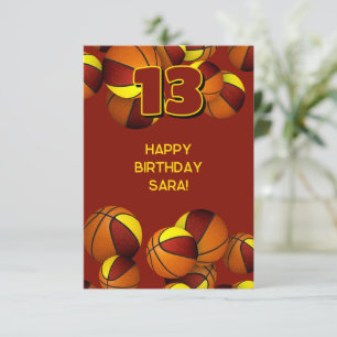 basketball happy birthday maroon gold team colours card