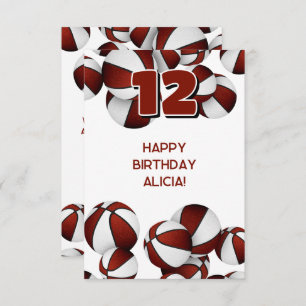 basketball happy birthday maroon team colours card
