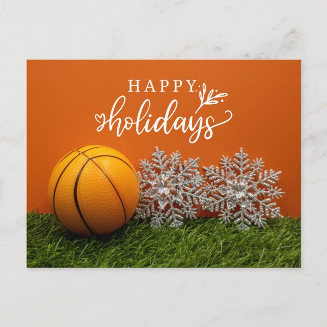 Basketball Happy Holidays with ball for Player  Postcard (Front)