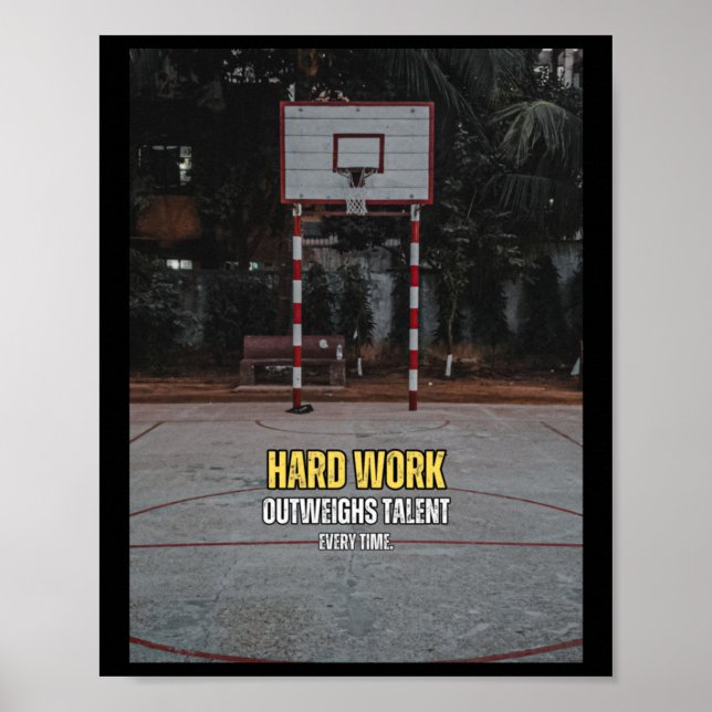 Basketball Hard Work Motivation Quote  Poster (Front)