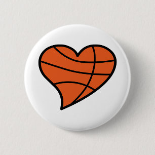 Basketball Heart 6 Cm Round Badge