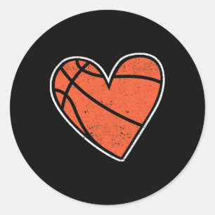 Basketball Heart Basket Ball Player Coach Fan Coup Classic Round Sticker