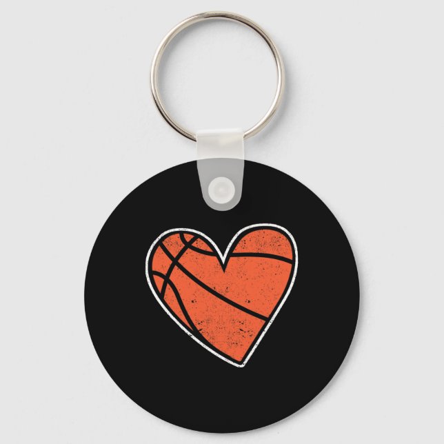Basketball Heart Basket Ball Player Coach Fan Coup Key Ring (Front)