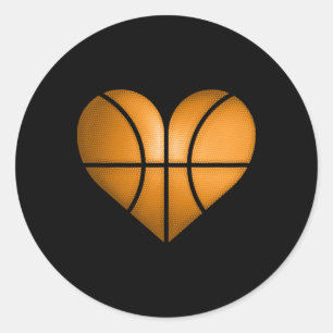 Basketball Heart Design Funny Gift For Valentine Classic Round Sticker