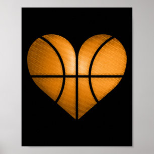 Basketball Heart Design Funny Gift For Valentine Poster