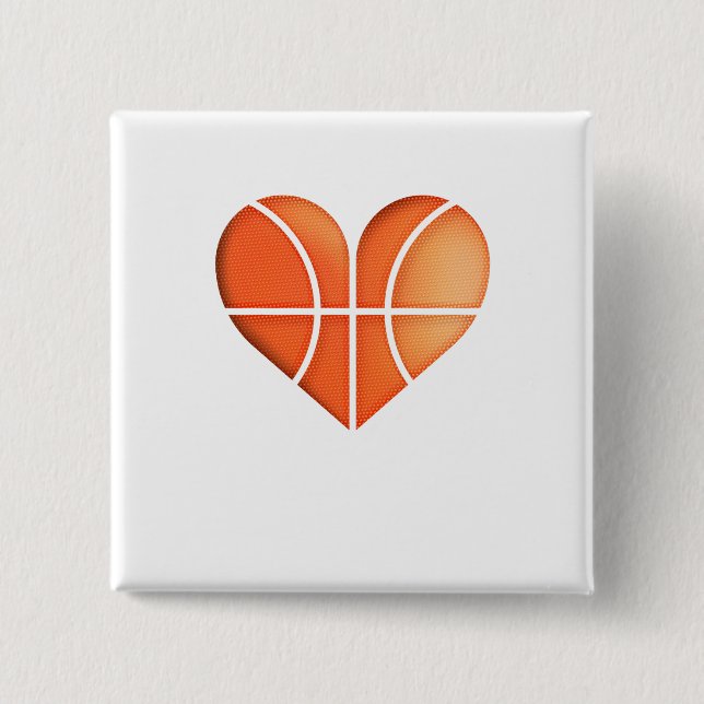 Basketball Heart  Funny  for Valentine's Day 15 Cm Square Badge (Front)