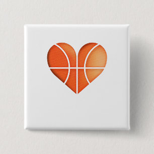 Basketball Heart  Funny  for Valentine's Day 15 Cm Square Badge