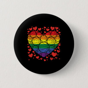 Basketball Heart Gay Retro Pride Flag LGBT-Q Playe 6 Cm Round Badge