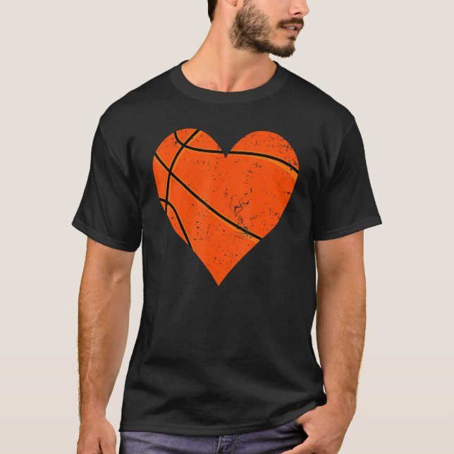 Basketball Heart Love Valentines Day Sport Player  T-Shirt (Front)