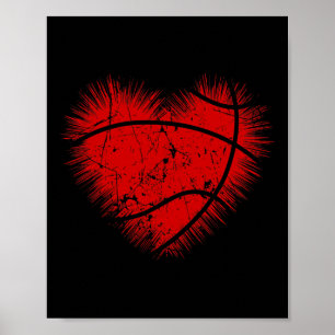 Basketball Heart Men Kids Girls Boys Valentines Da Poster