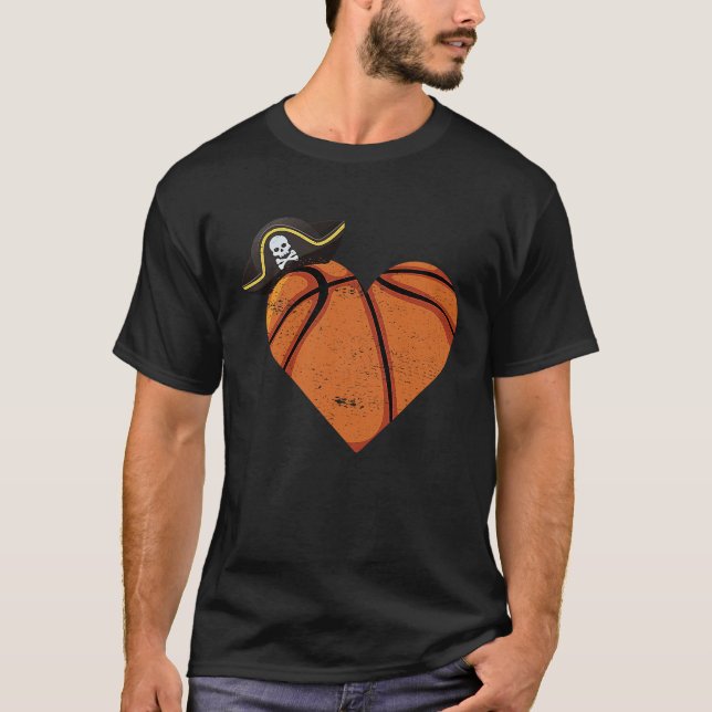 Basketball Heart Pirate T-Shirt (Front)