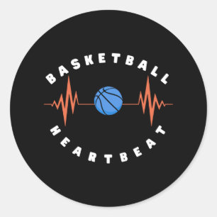 Basketball Heartbeat 6  Classic Round Sticker