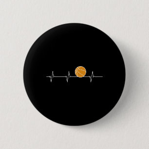 Basketball Heartbeat - Ball Ecg Pulse For Fans 6 Cm Round Badge