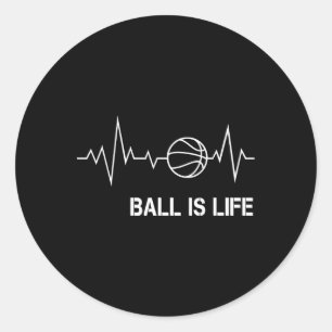 Basketball Heartbeat Big Balls My Life Baller Play Classic Round Sticker