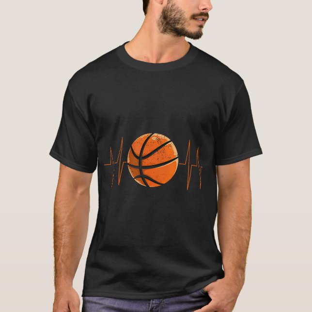 Basketball Heartbeat Coach Basketball Player Heart T-Shirt (Front)