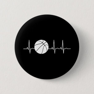 Basketball Heartbeat Ekg Basketball Coach  6 Cm Round Badge