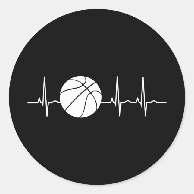 Basketball Heartbeat Ekg Basketball Coach  Classic Round Sticker (Front)