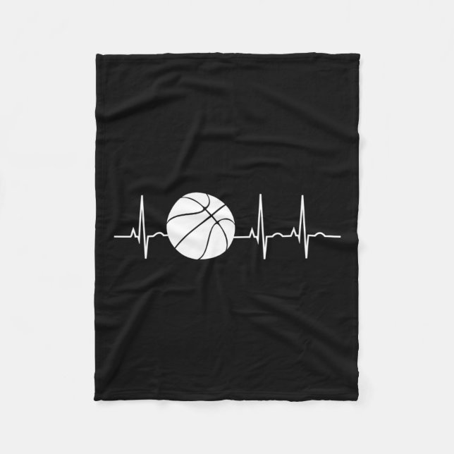 Basketball Heartbeat Ekg Basketball Coach  Fleece Blanket (Front)