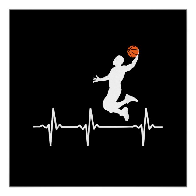 Basketball Heartbeat for Men and Boys Poster (Front)