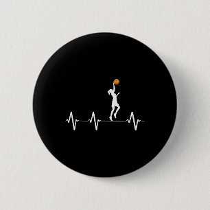 Basketball Heartbeat for Women and Girls 6 Cm Round Badge