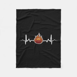 Basketball Heartbeat Gift Idea Fleece Blanket