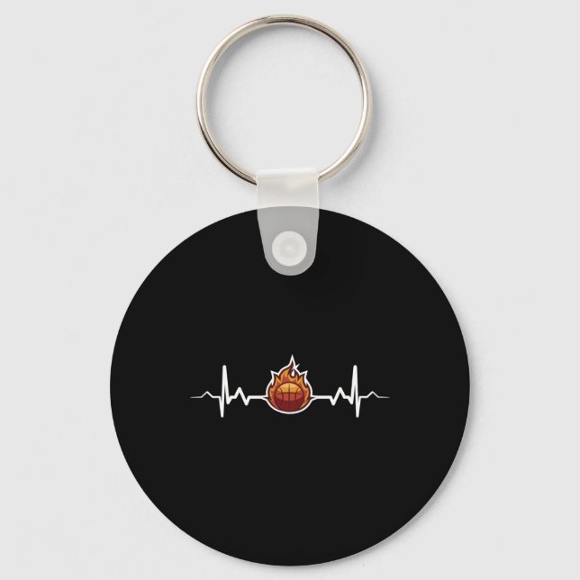Basketball Heartbeat Gift Idea  Key Ring (Front)