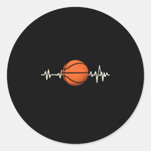 Basketball Heartbeat – Love For The Game Tee 1 Classic Round Sticker